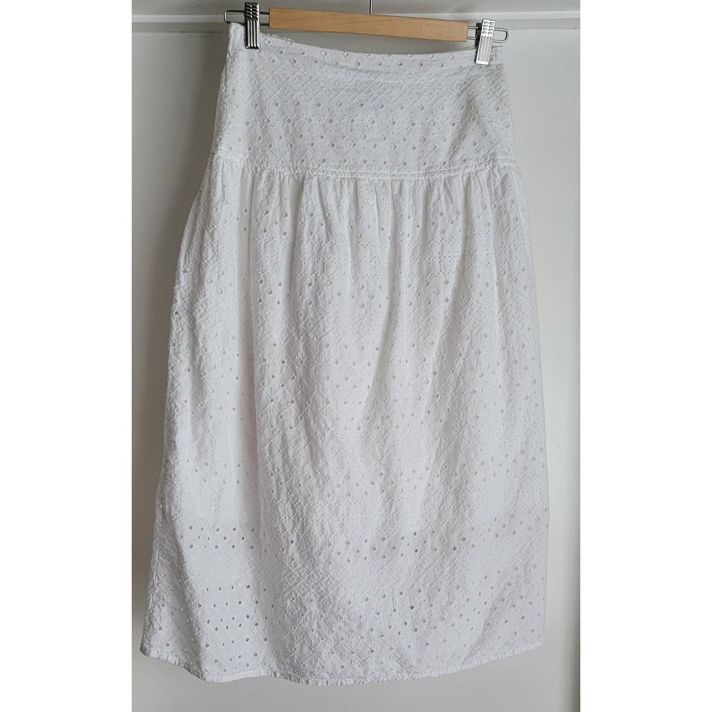 Old Navy White Eyelet Midi Skirt